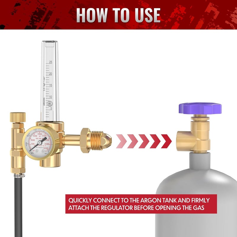 bestarc Argon/CO2 Mig Tig Flow Meter Gas Regulator Gauge Welding (ARG-2) - Image 5